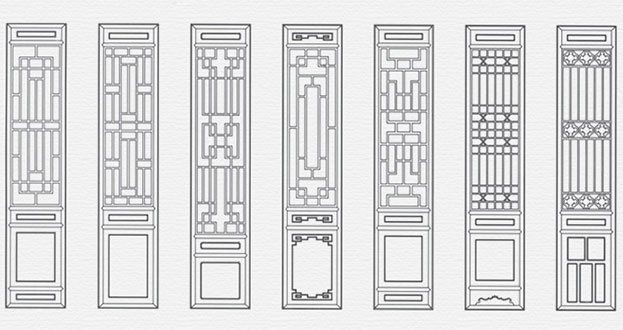 驿城常用中式仿古花窗图案隔断设计图